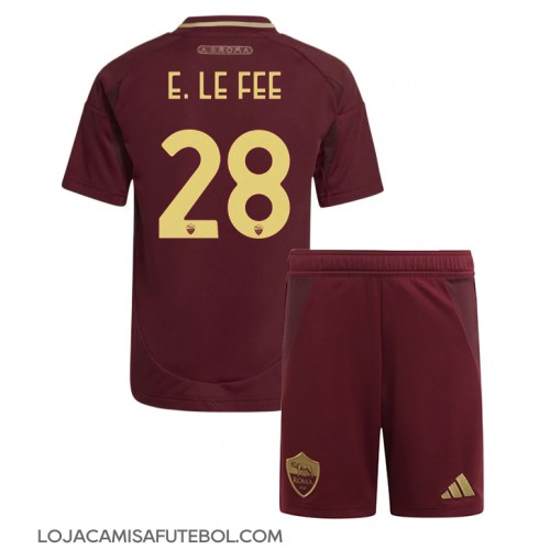 Camisa de Futebol AS Roma Enzo Le Fee #28 Equipamento Principal Infantil 2024-25 Manga Curta (+ Calças curtas)